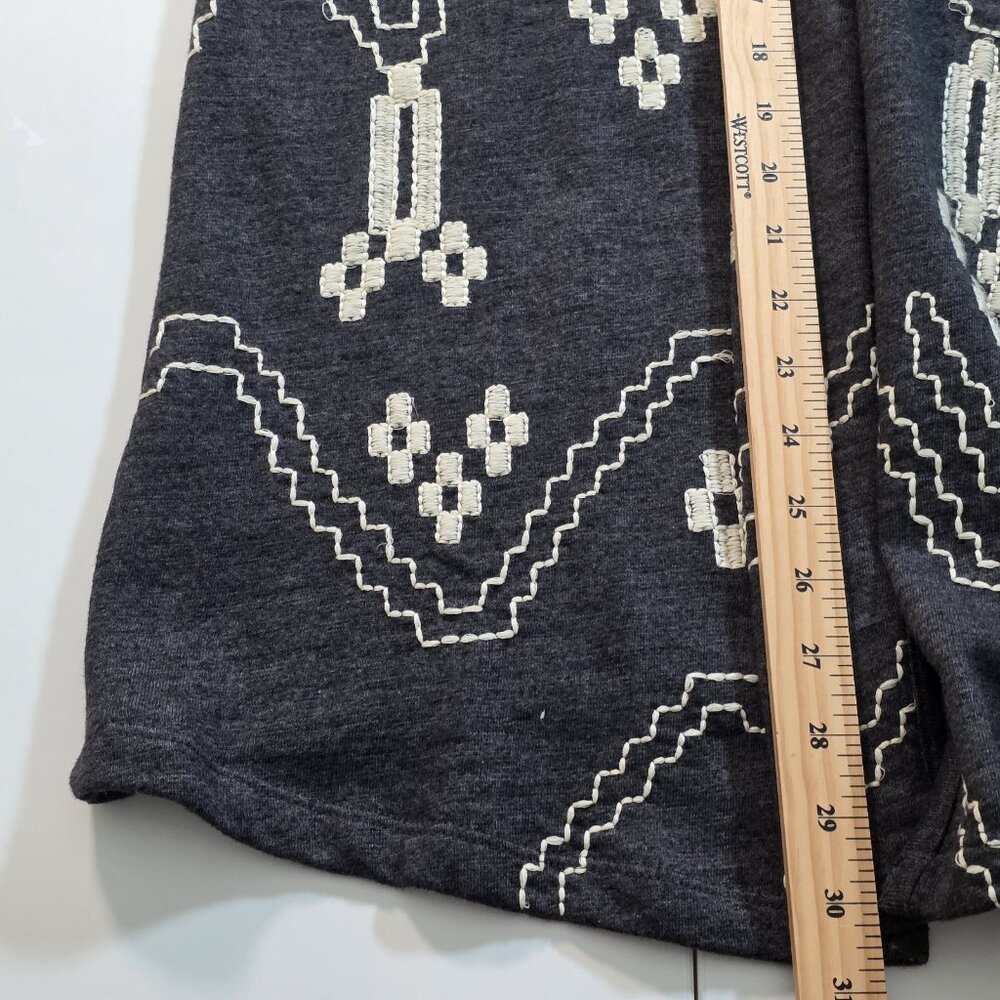 Lucky Lotus Aztec Tribal Embroidered Cardigan Women M Gray Cotton Boho Lagenlook - Picture 9 of 16
